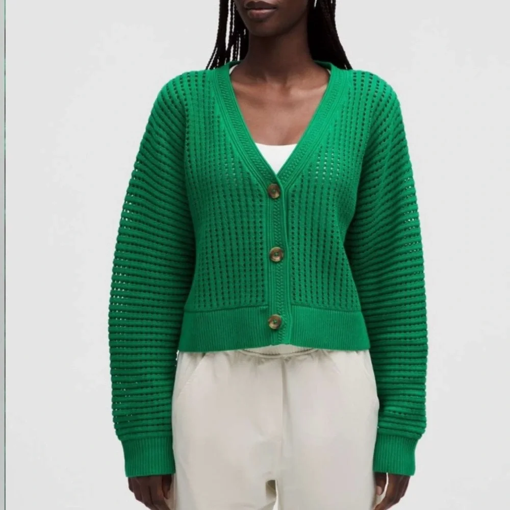 Lululemon Cotton Crochet Mesh Relaxed-Fit Cardigan - Picture 1 of 5